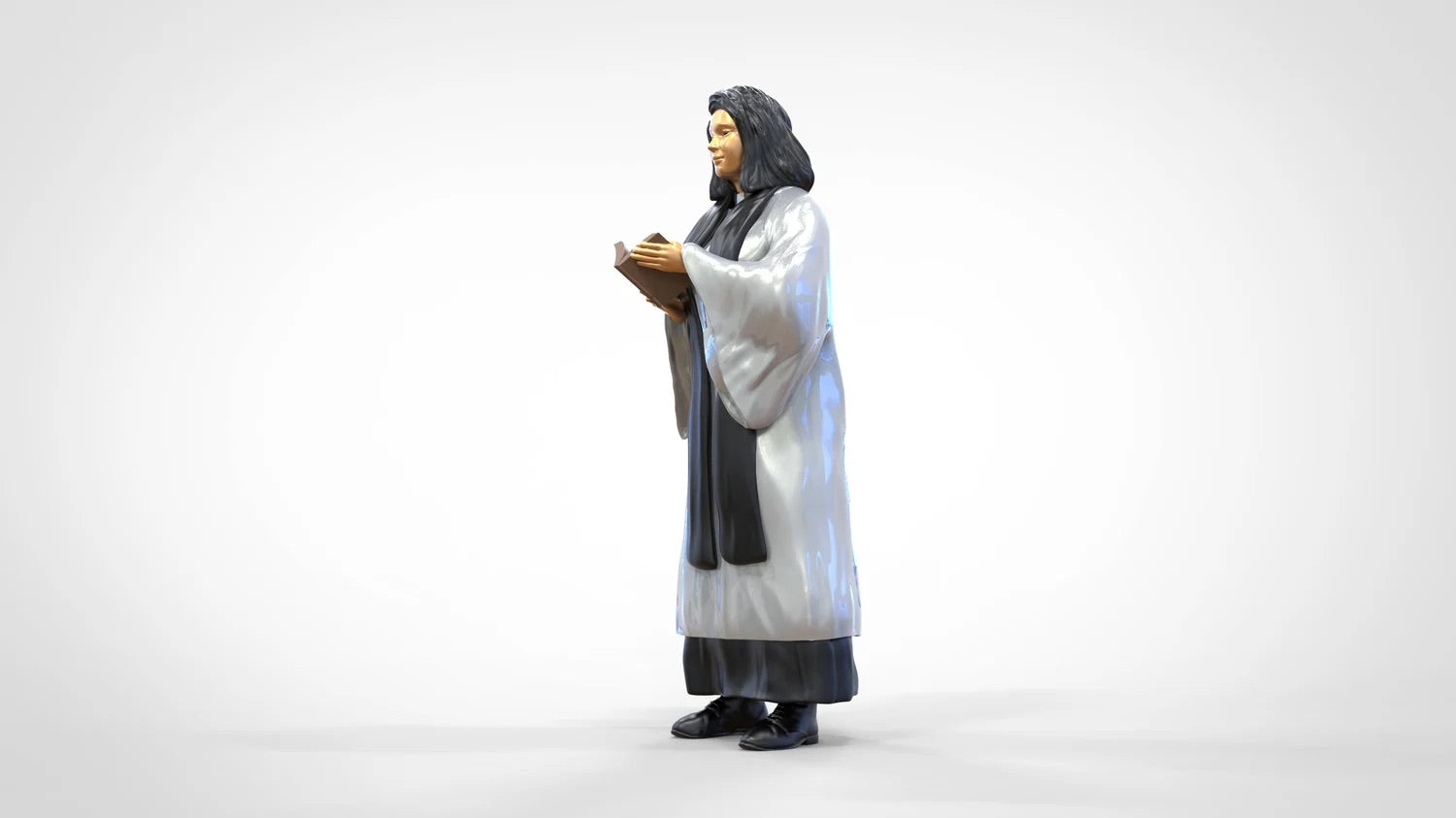 Product photo diorama and model building miniature figure: Clergy: Pastor / Priestess with Bible in service