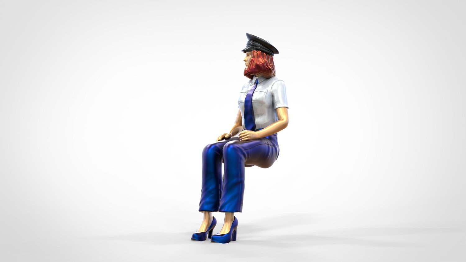 Product photo 0: Pilot in uniform sitting: Aircraft personnel - operating lever