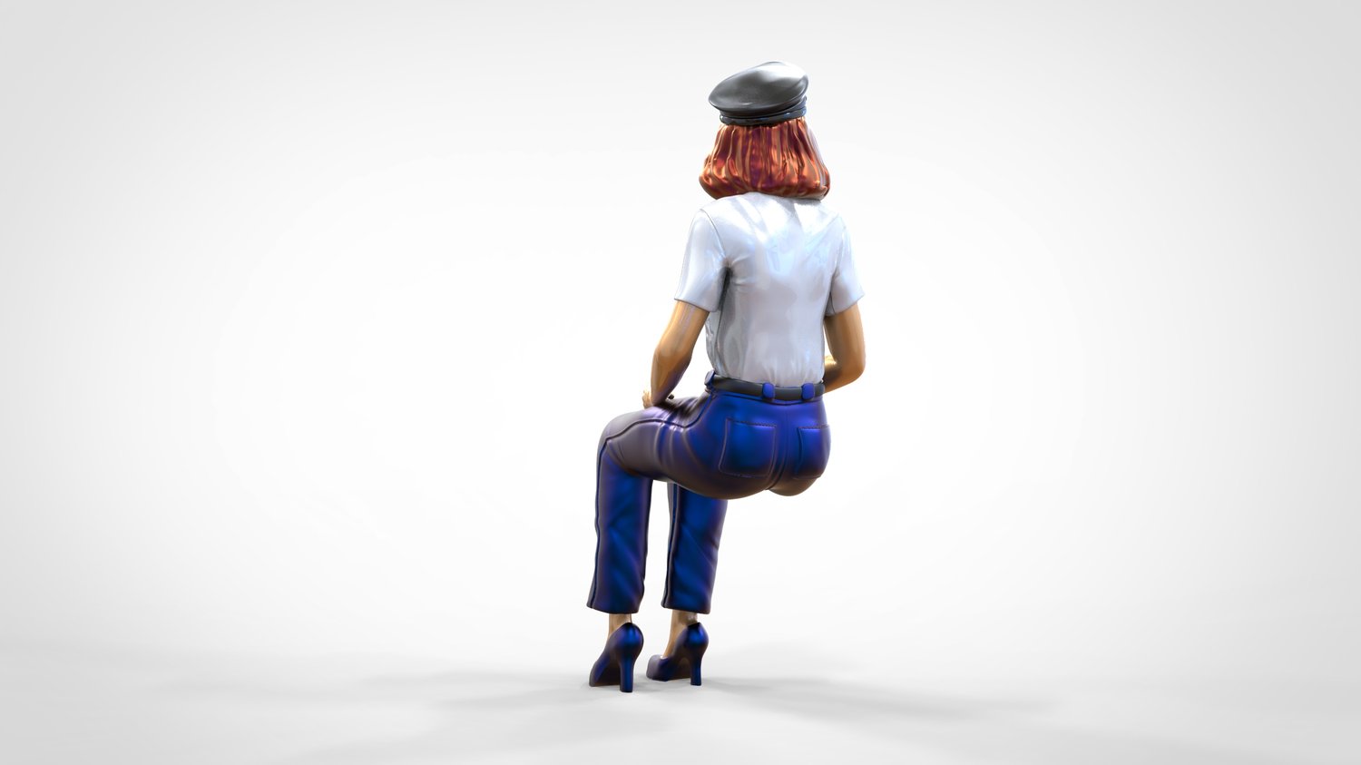 Product photo 0: Pilot in uniform sitting: Aircraft personnel - operating lever