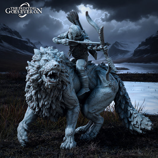 Product photo Tabletop 28mm The Printing Goes Ever On (TPGEO) 0: Orc Warg Rider - Brutal Servants of the Dark King on Wargs - Evil Creatures of the Northern Realms