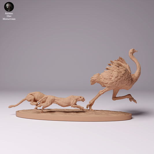 Product photo Animal Figure Diorama, Model Building: 0: Cheetah hunting Ostrich: Animals from Africa