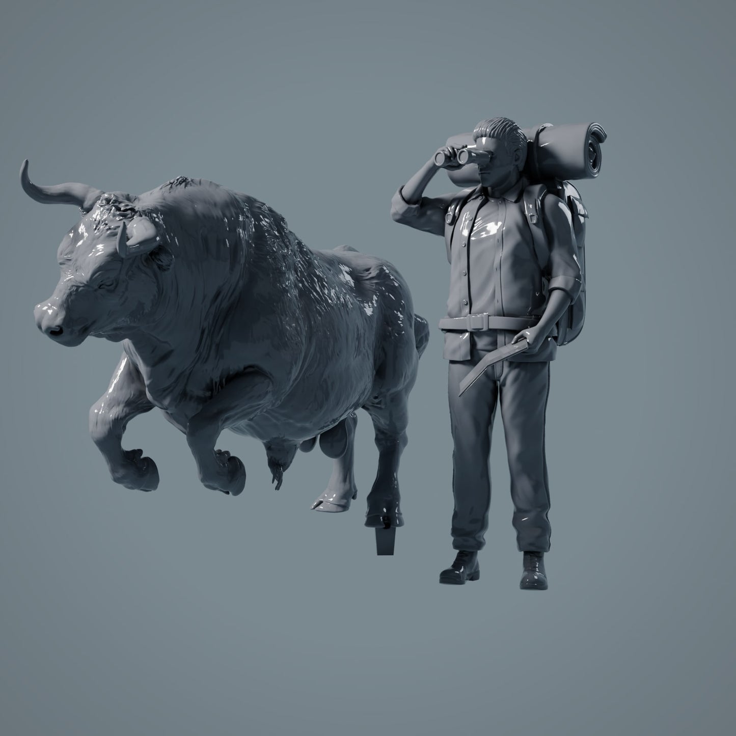 Farm Animal Figure: Bull Rampant - Red Devon Bull (a034)