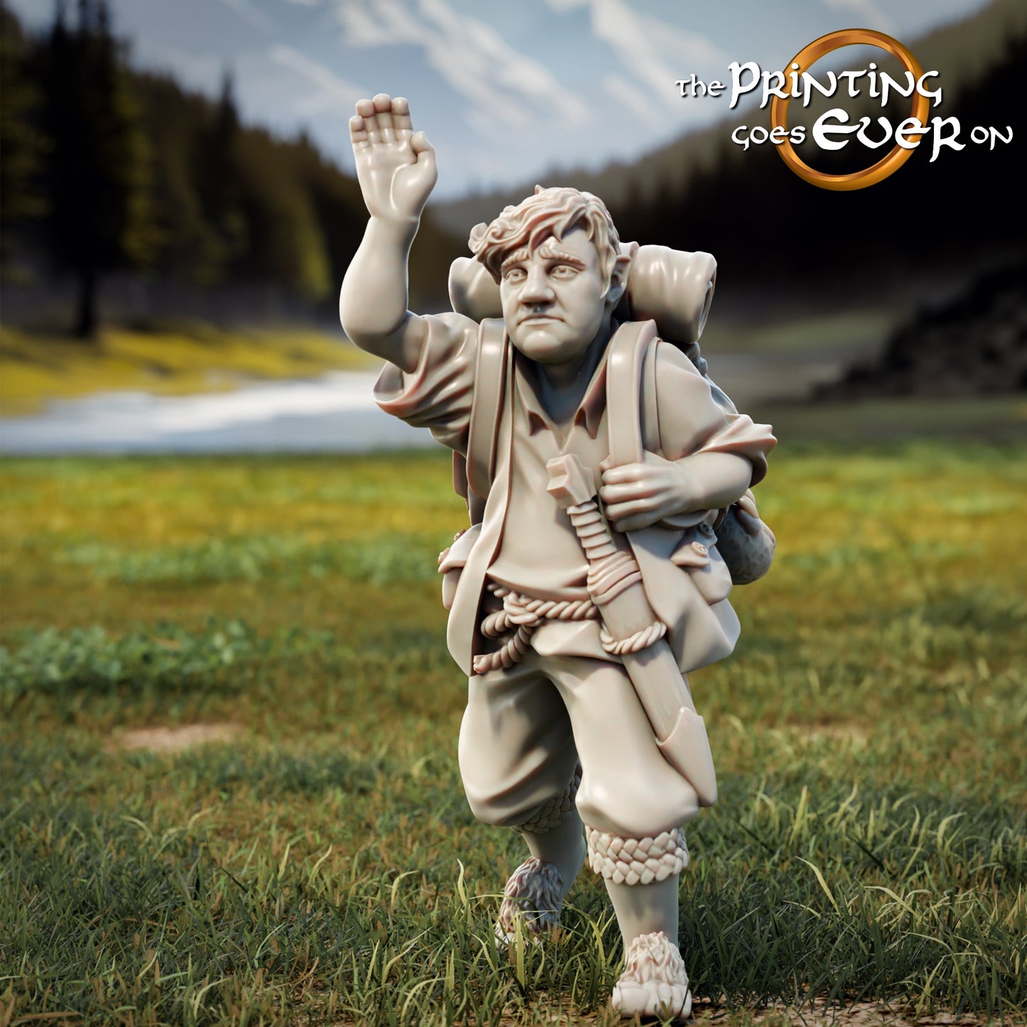 Product photo Tabletop 28mm The Printing Goes Ever On (TPGEO) 0: 9 Heroes in Wanderer Pose Remastered: Companions of Humans, Elves, Dwarves, and Halflings - Wanderer