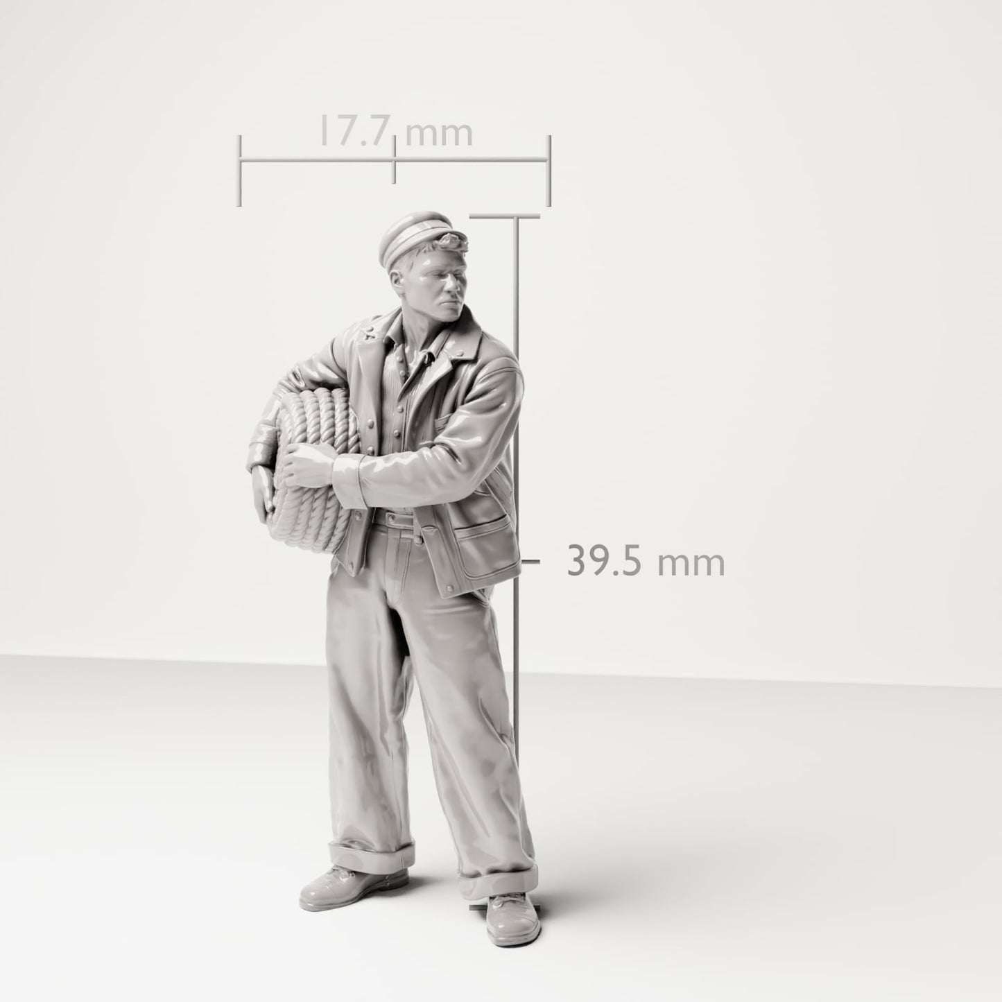 Diorama Modellbau Produktfoto 6: Historische Diorama Figur: Hafenarbeiter mit Taurolle an der Hüfte (sc15)