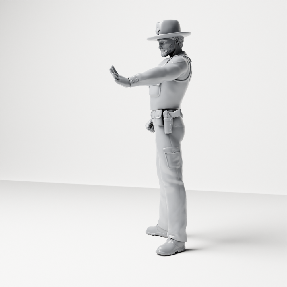 Diorama Modellbau Produktfoto 8: Stehende Figur: Sheriff mit Westernhut, Stiefeln & Ausrüstungsgürtel (a205)