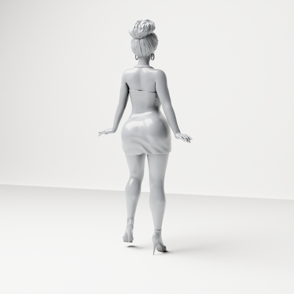 Diorama Modellbau Produktfoto 8: Stehende Figur: Frau im kurzen figurbetonten Kleid & High Heels (a177)