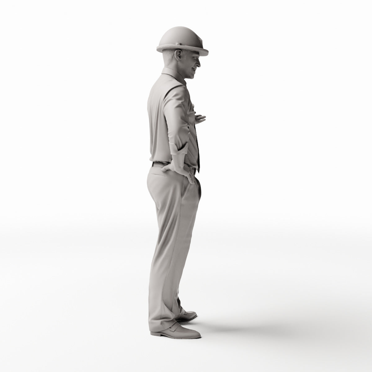 Diorama Modellbau Produktfoto 0: Stehende Figur: Autoverkäufer mit Hemd, Krawatte und ausgestrecktem Arm (Ref. Nr. 532)