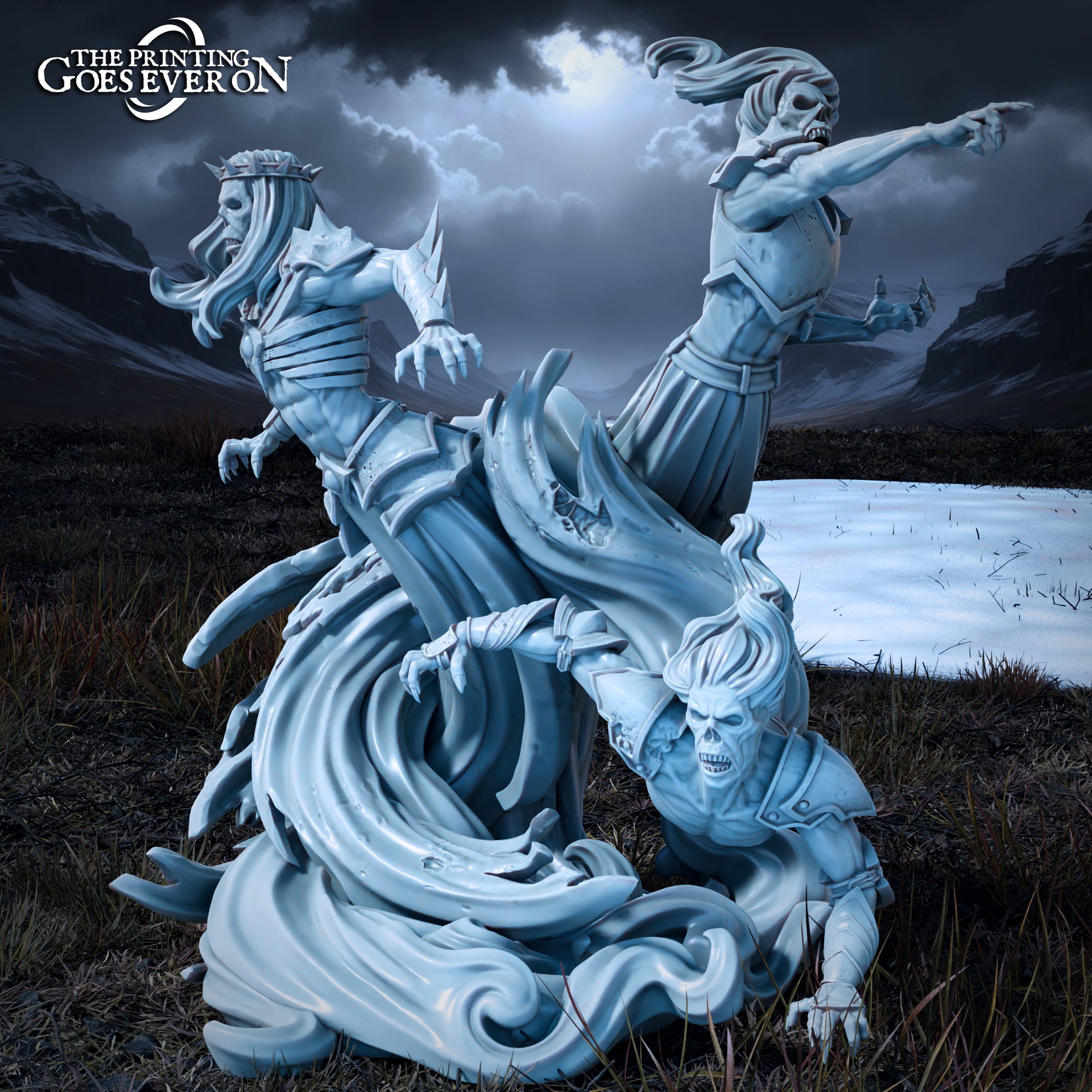 Product photo Tabletop 28mm The Printing Goes Ever On (TPGEO) 0: Uncanny Shadows - 2 Ghostly Apparitions - Evil Creatures of the Northern Realms