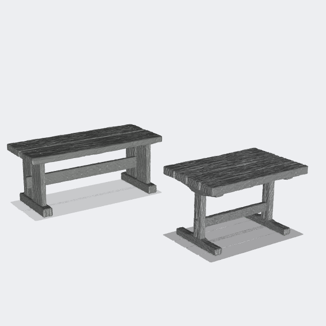 Produktfoto Miniatur Möbel, Einrichtung Diorama und Modellbau 0: Möbel und Inventar: Tisch-Set mit 2 Tischen für Wohnzimmer oder Esszimmer