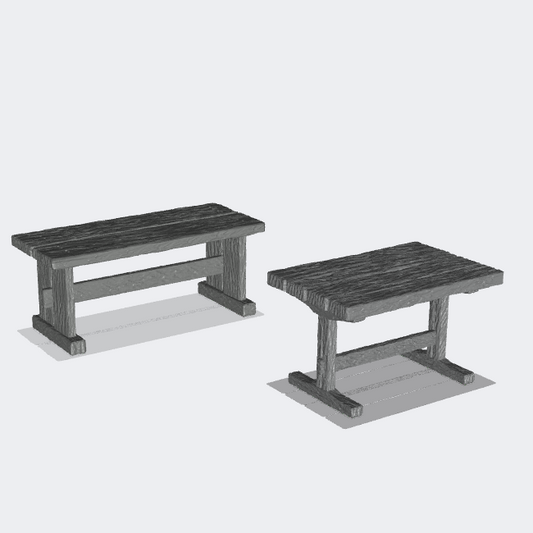 Product photo miniature furniture, diorama setup and model building 0: Furniture and inventory: Table set with 2 tables for living room or dining room