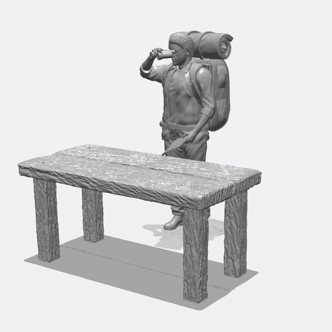 Product photo miniature furniture, diorama and model building 0: Furniture and inventory: Table 2 - Beer table for kitchen and dining room (Ref. 48D)