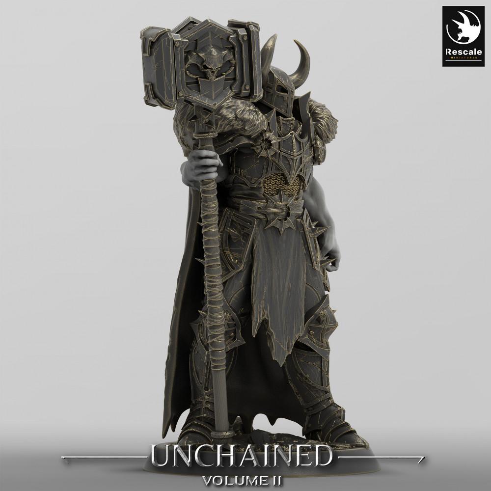 Product photo Tabletop 28mm Lord of the Print (LotP) 0: Tabletop miniature: Dark Knight / Chaos Warrior, Warlord with Two-Handed Hammer, Champion Leader (24_05_F6)