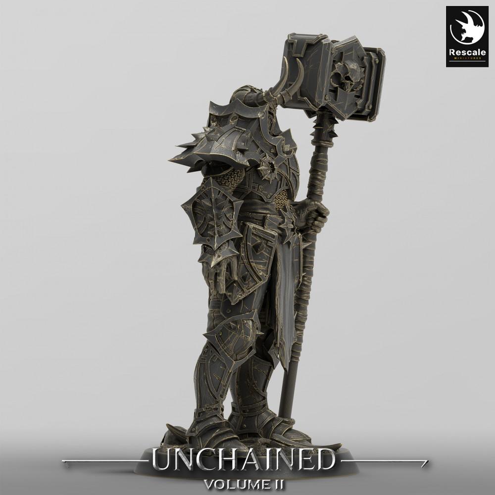 Product photo Tabletop 28mm Lord of the Print (LotP) 0: Tabletop miniature: Demon Knight Commander with Two-Handed Warhammer, Dark Paladin, Warlord (24_05_F4)
