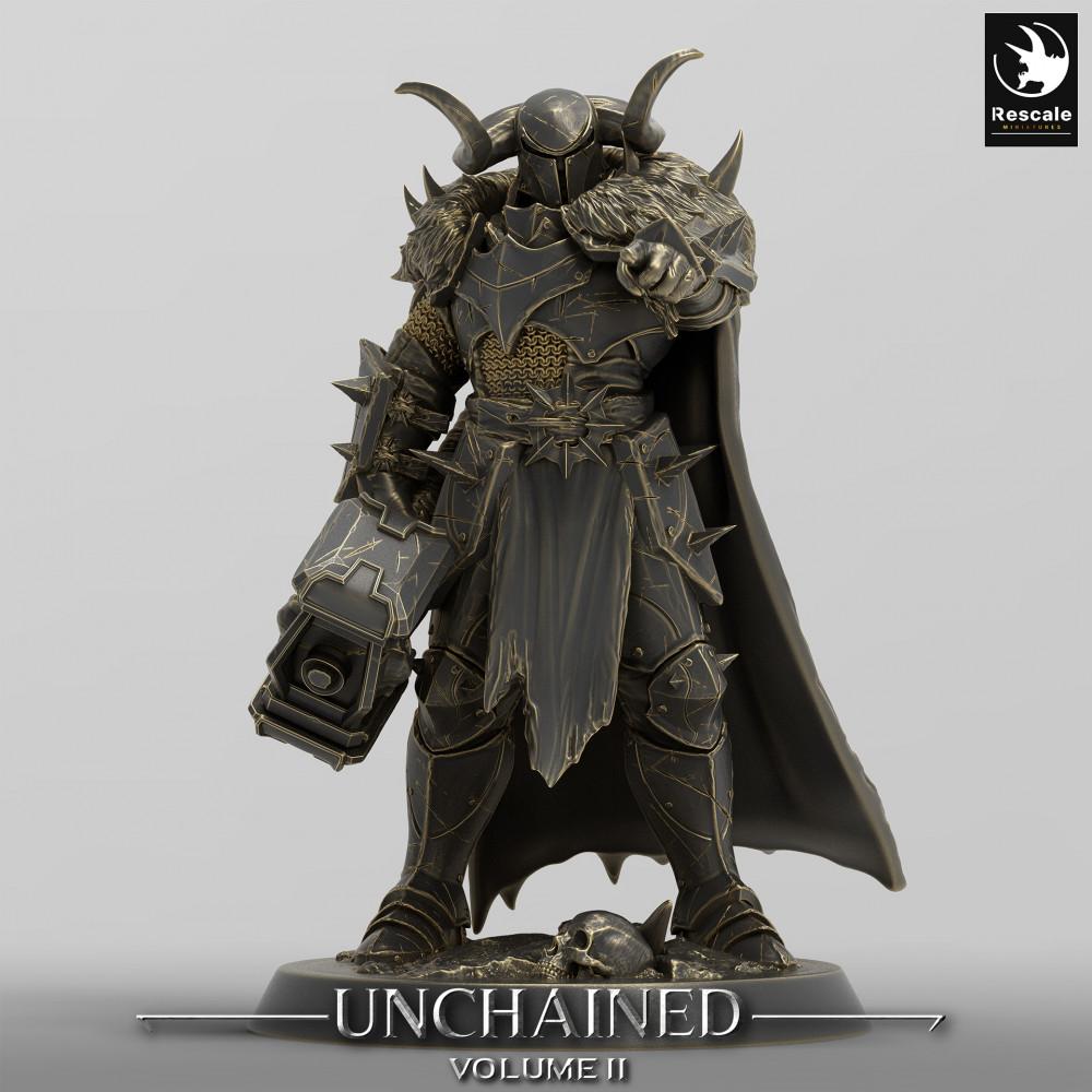 Product photo Tabletop 28mm Lord of the Print (LotP) 0: Tabletop miniature: Dark Knight, Demon Warrior - Warlord with war hammer in Taunt Pose (24_05_E10)
