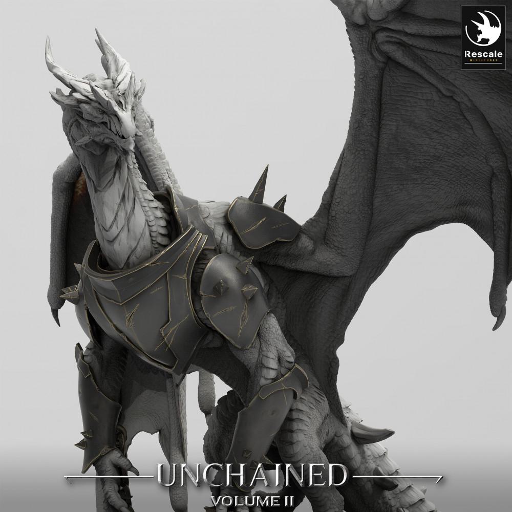 Product photo Tabletop 28mm Lord of the Print (LotP) 0: Tabletop miniature: Armored Dragon Xeldranth - Chain Wyrm, Dragon Lord, Boss Monster, Dragon Miniature (24_05_X)