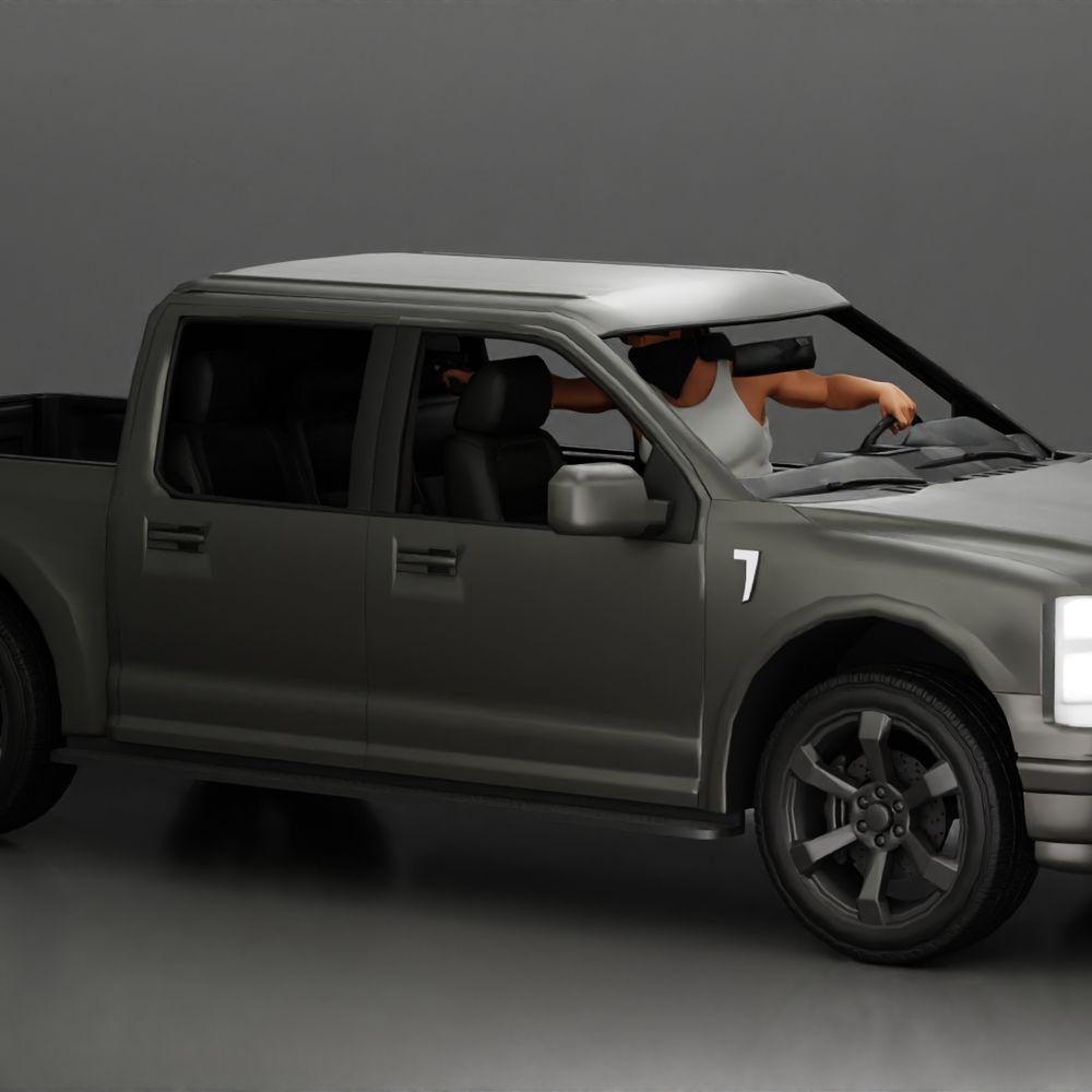 Diorama model building product photo 12: Diorama miniature: Sitting masked gangster with pistol in car (Ref No. A116)