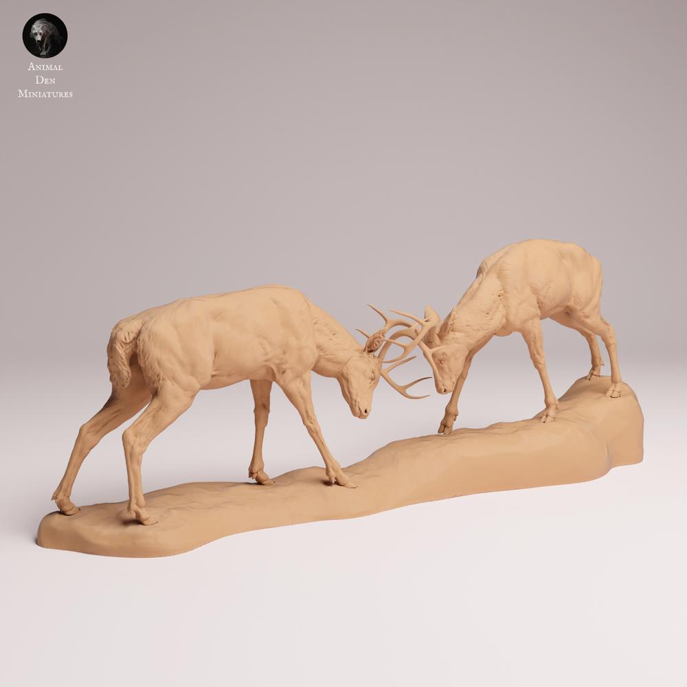 Product photo Tabletop 28mm Lord of the Print (LotP) 2: Wild Animal Figure: White-tailed Deer - fighting (26_01_12)