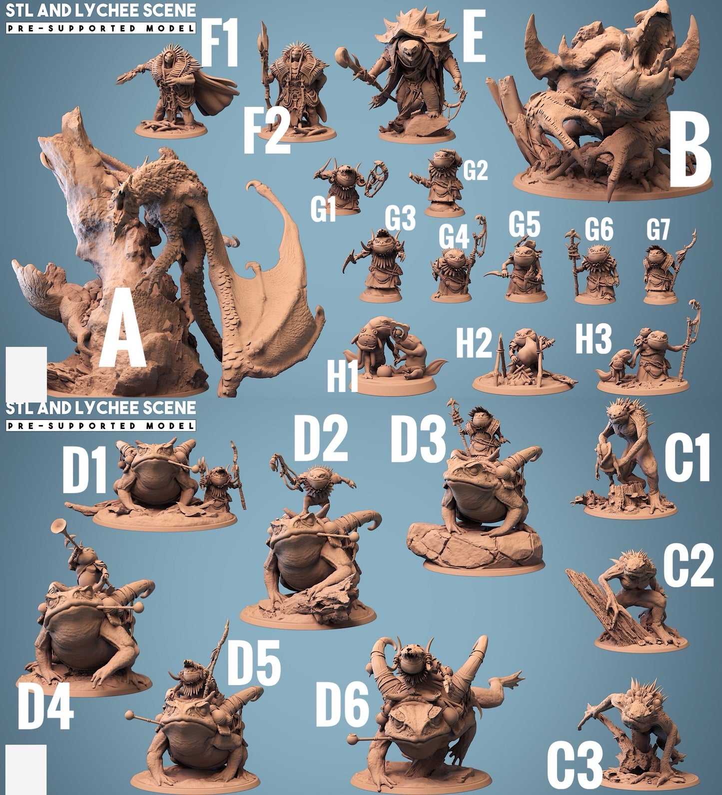 Product image 5 of 5: Tabletop Miniature: Fetid Stalker - lurking swamp beast, amphibious reptilian creature, lizard monster, jungle hunter boss monster for dungeon and skirmish (23_10_C3)