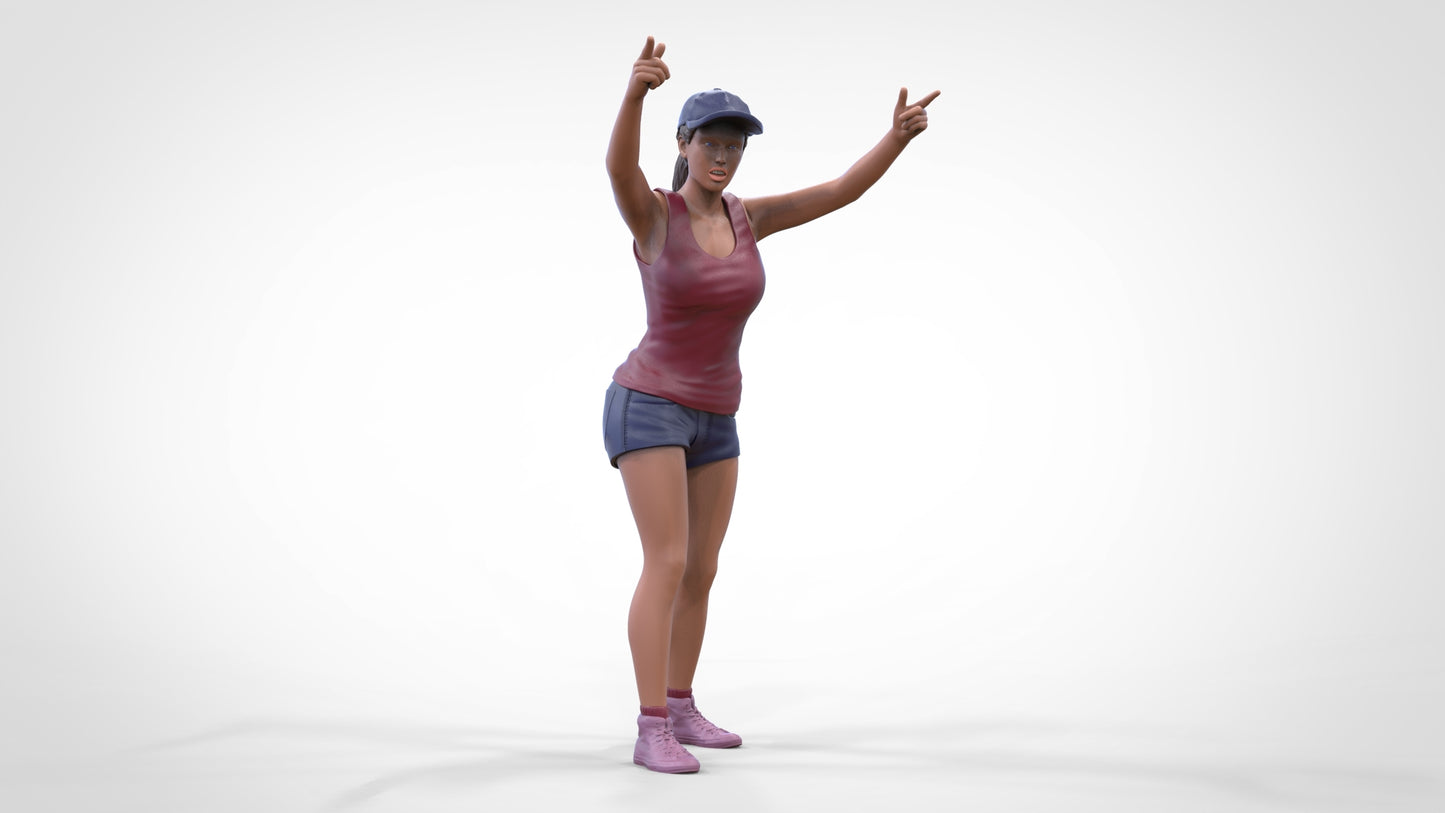 Product photo diorama and model building miniature figure: female fan