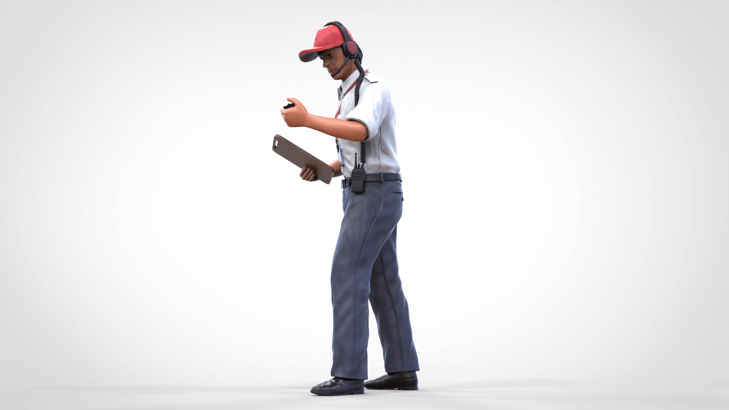 Product photo diorama and model building miniature figure: Race control with stopwatch