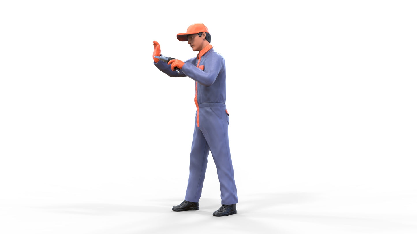 Product photo diorama and model building miniature figure: Mechanic set, 6 figures