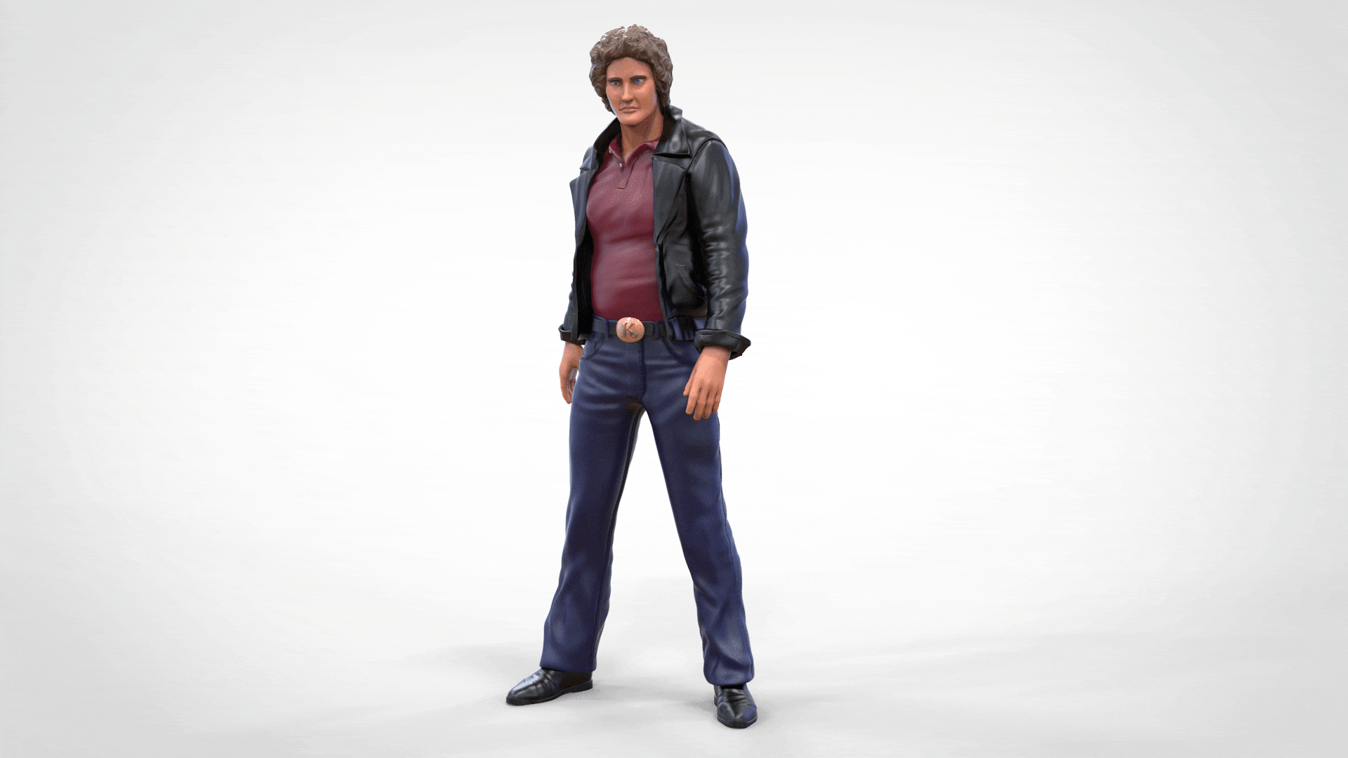 Product photo diorama and model building miniature figure: man in leather jacket