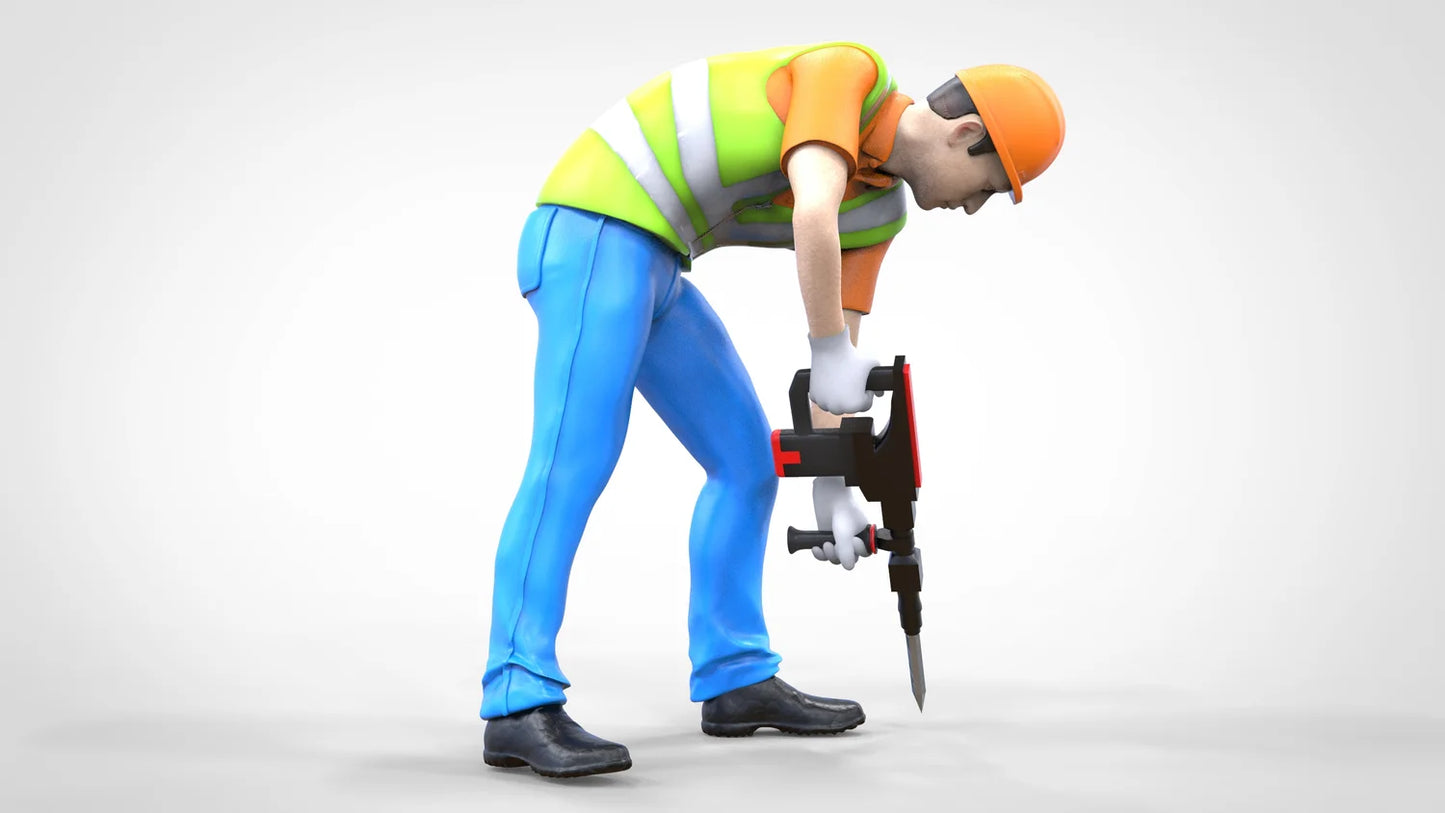 Product photo diorama and model building miniature figure: Construction Worker Set, 8 figures