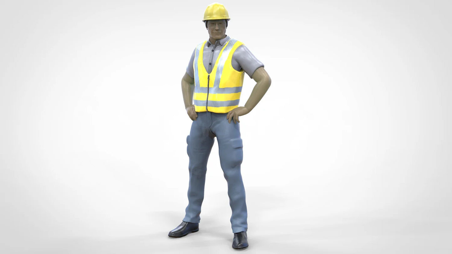 Product photo diorama and model building miniature figure: Construction Worker Set, 8 figures