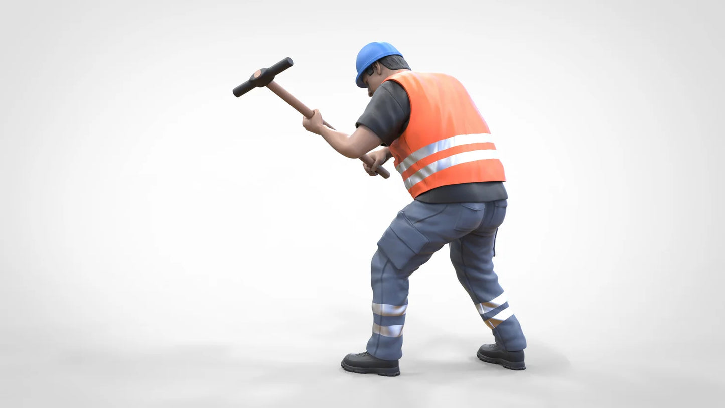 Product photo diorama and model building miniature figure: Construction Worker Set, 8 figures