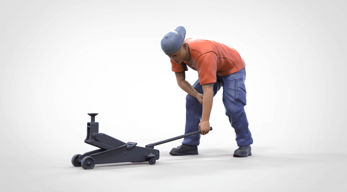 Product photo diorama and model building miniature figure: Mechanic set, 6 figures