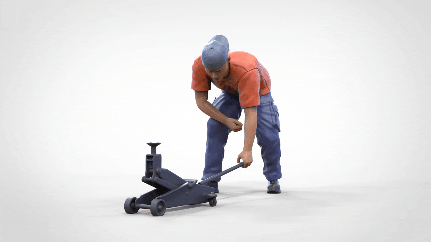 Product photo diorama and model building miniature figure: Mechanic car jack