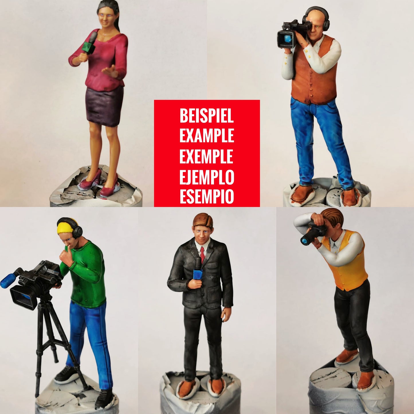 Product photo diorama and model building miniature figure: Reporter set, 6 figures