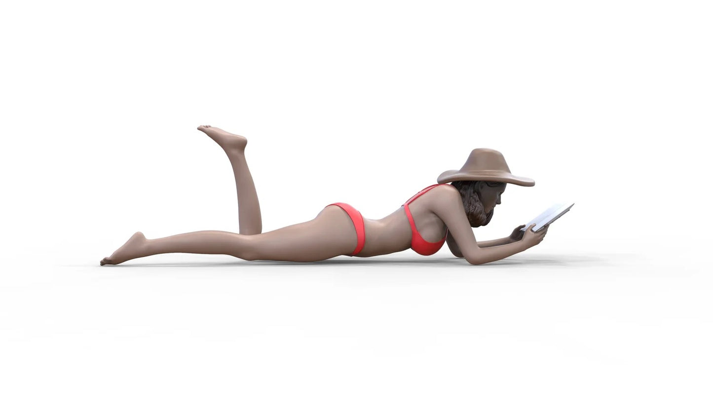 Product photo diorama and model building miniature figure: Woman at the beach 2