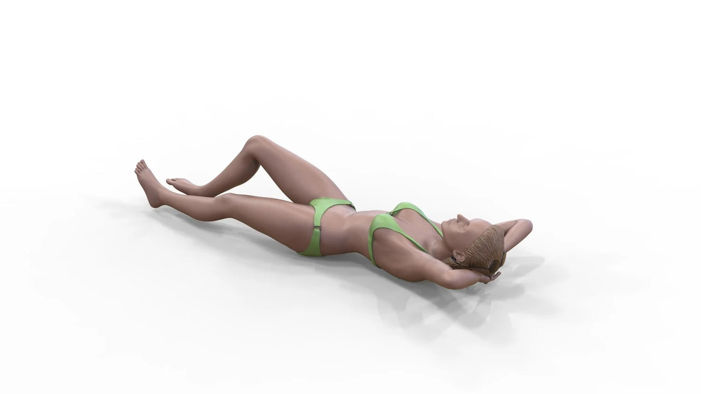 Product photo diorama and model building miniature figure: Woman at the beach 3