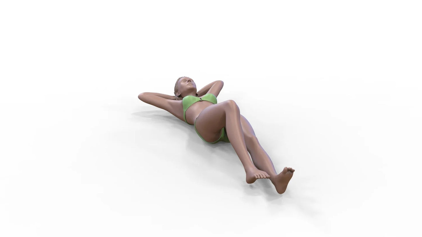Product photo diorama and model building miniature figure: Woman at the beach 3