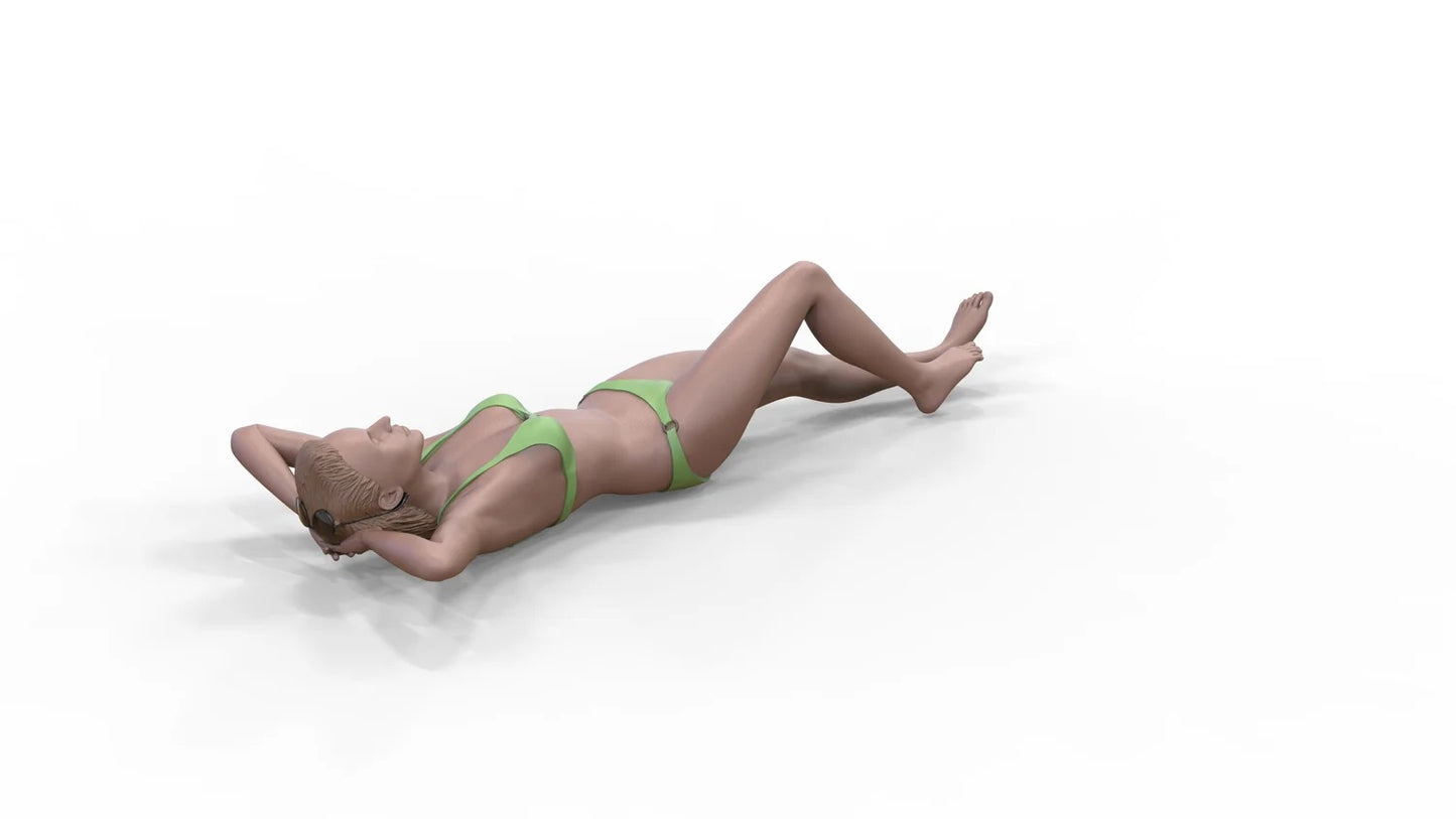 Product photo diorama and model building miniature figure: Woman at the beach 3