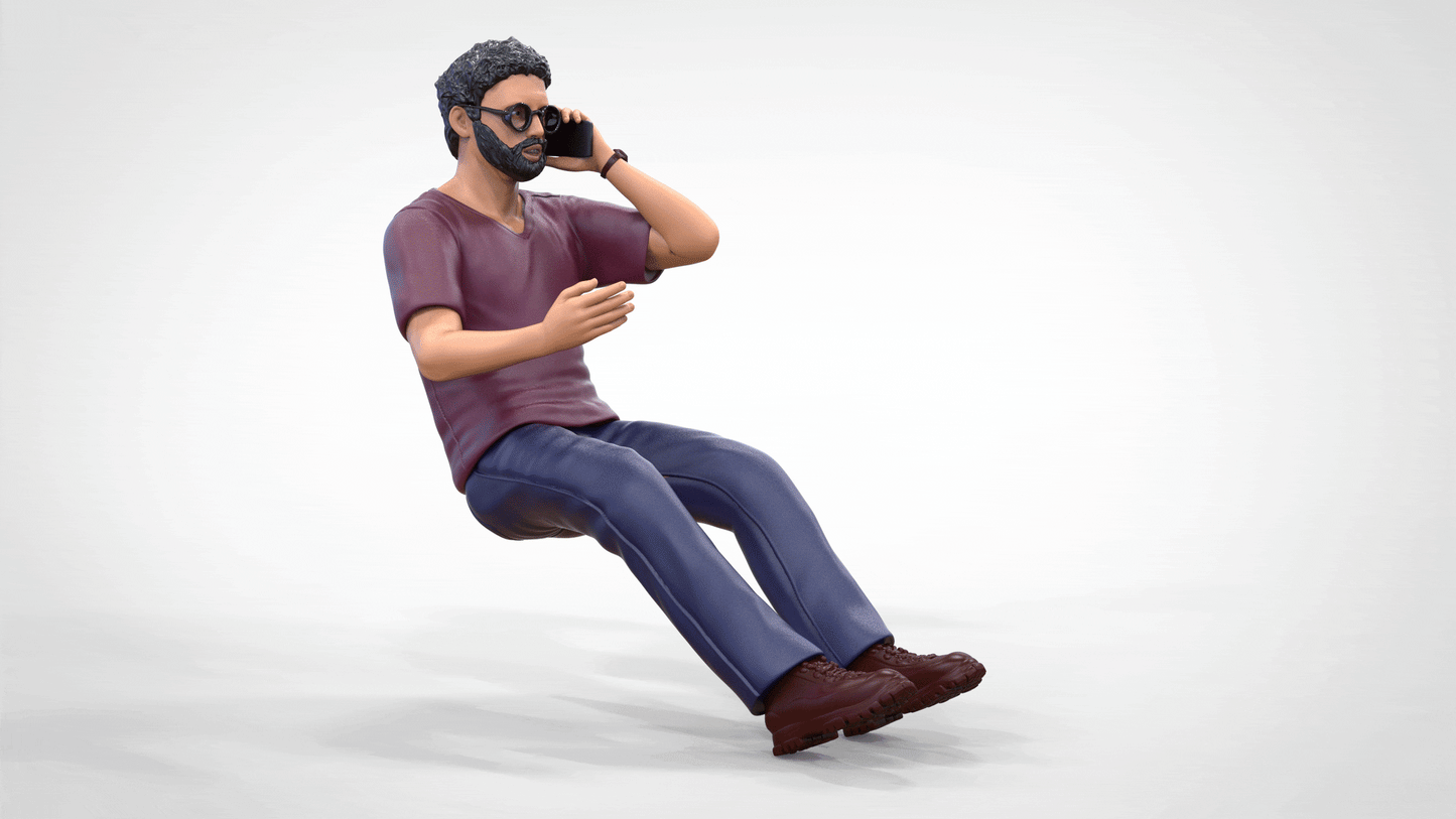 Product photo diorama and model building miniature figure: man on the phone