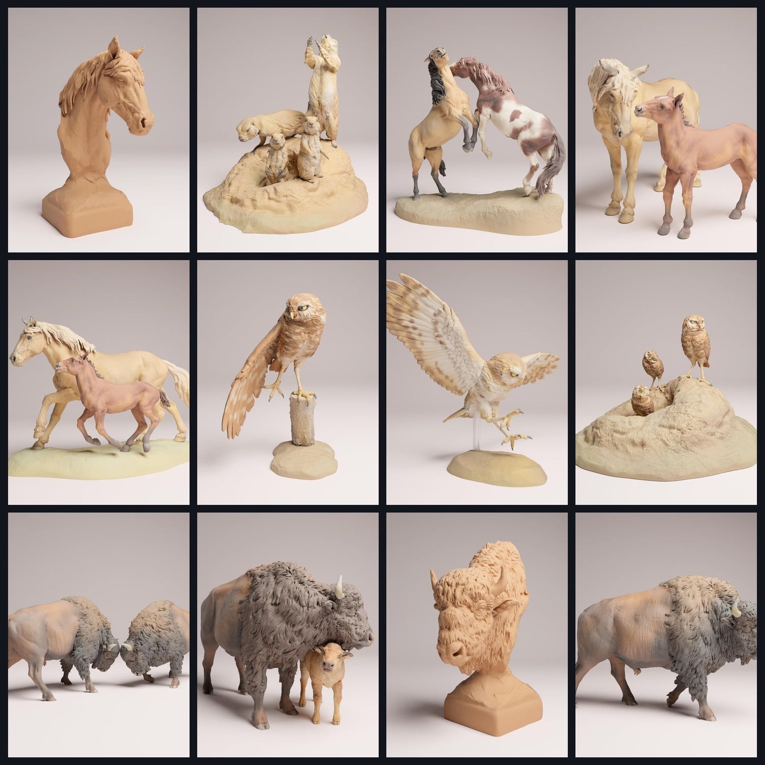 This image is the category image for the release 25_09: Nordamerikanische Prärie-animal miniatures for diorama and model building.