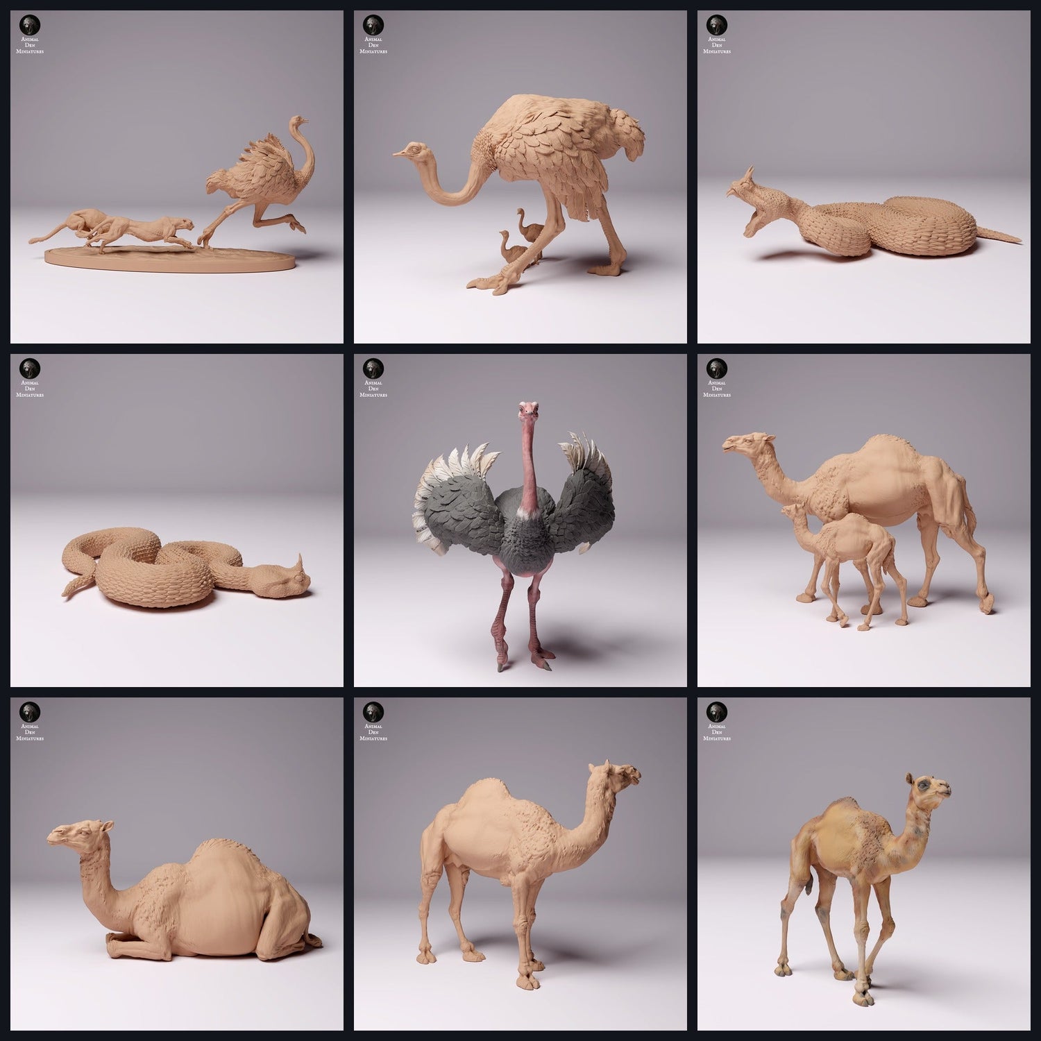 This image is the category image for the release 24_07: Sahara-Desert Animal Miniatures for Diorama and Model Building
