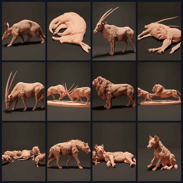 This image is the category image for the release 23_08: Namib-Desert Animal Figures and Animal Miniatures for Diorama & Model Building