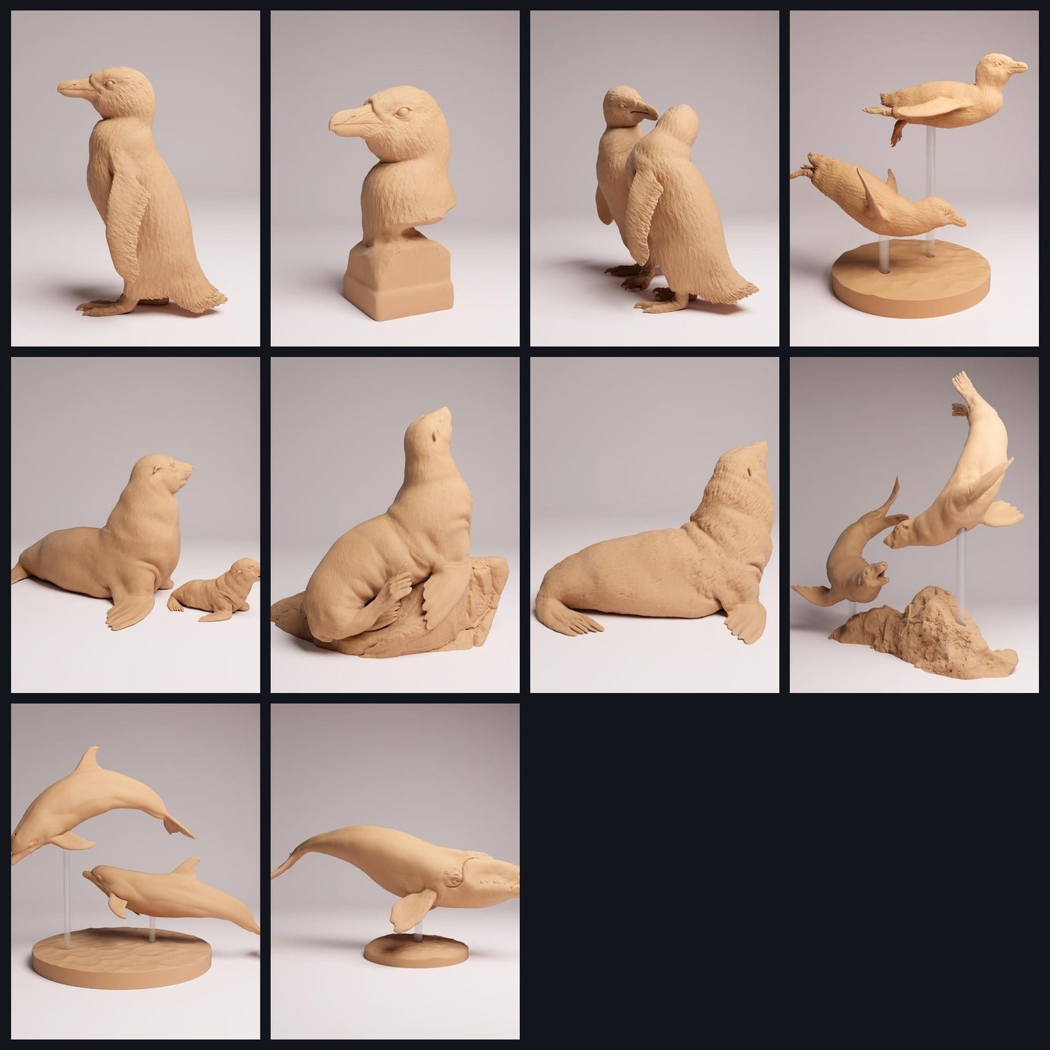 This image is the category image for the release 26_02: Küsten - and sea animal figures as resin miniatures for diorama.