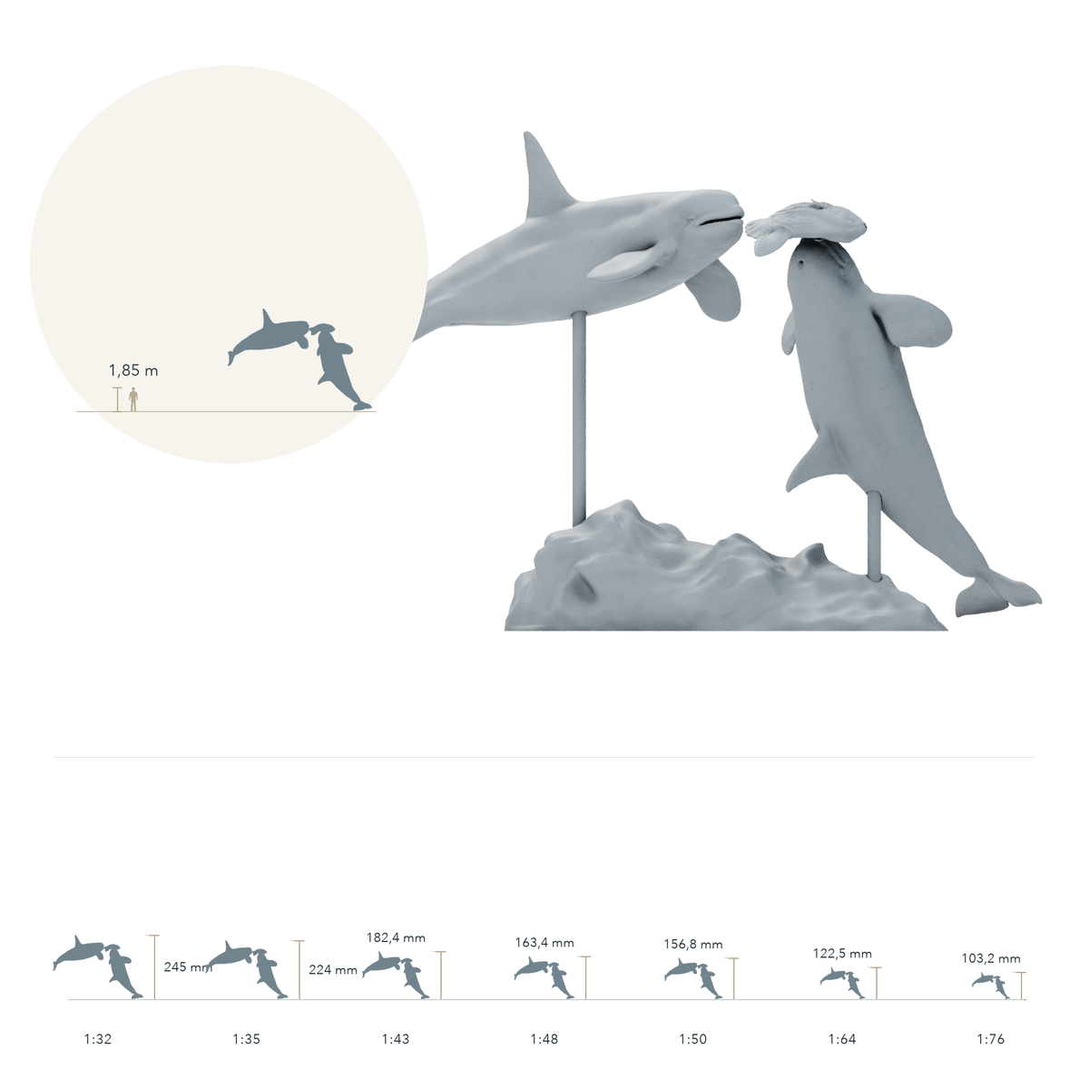 Product photo of animal figure Animal Den Miniatures 1: Marine animal figures: Ocean sunfish and orcas (26_09_07)
