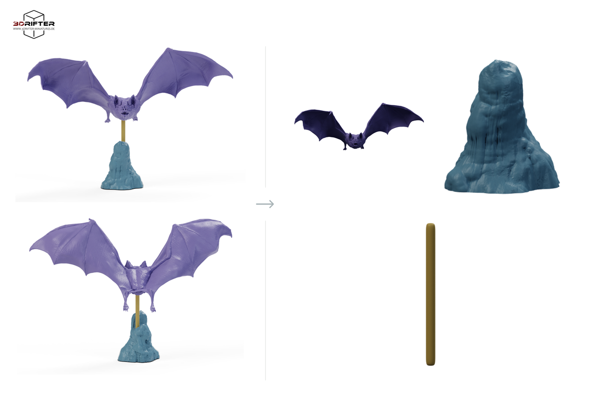 Product photo of animal figure Animal Den Miniatures 2: Bat animal figure: Common vampire bat - flying (26_10_03)