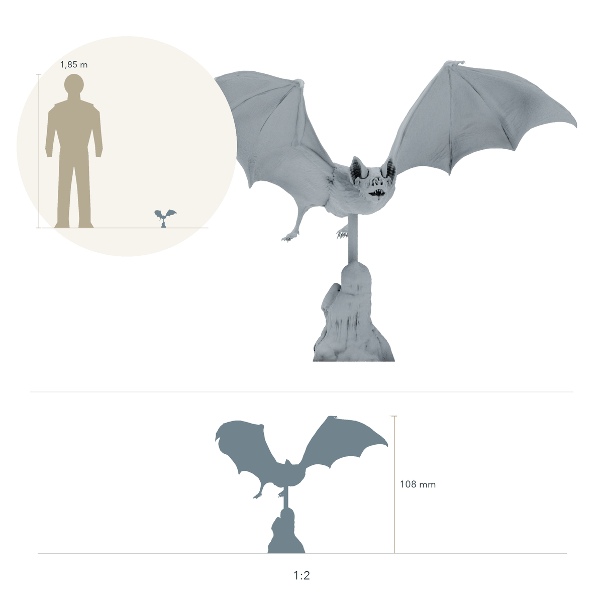 Product photo of animal figure Animal Den Miniatures 1: Bat animal figure: Common Vampire Bat - flying (26_10_03)