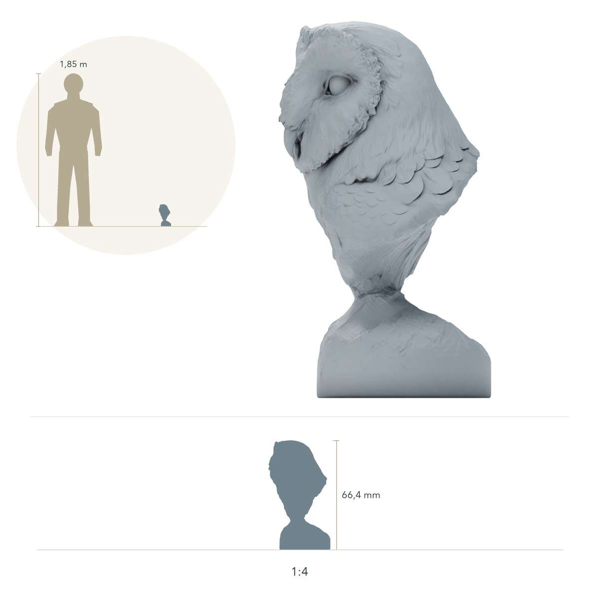 Product photo animal figure Animal Den Miniatures 1: Wild animal figure: American barn owl - bust (26_10_06)