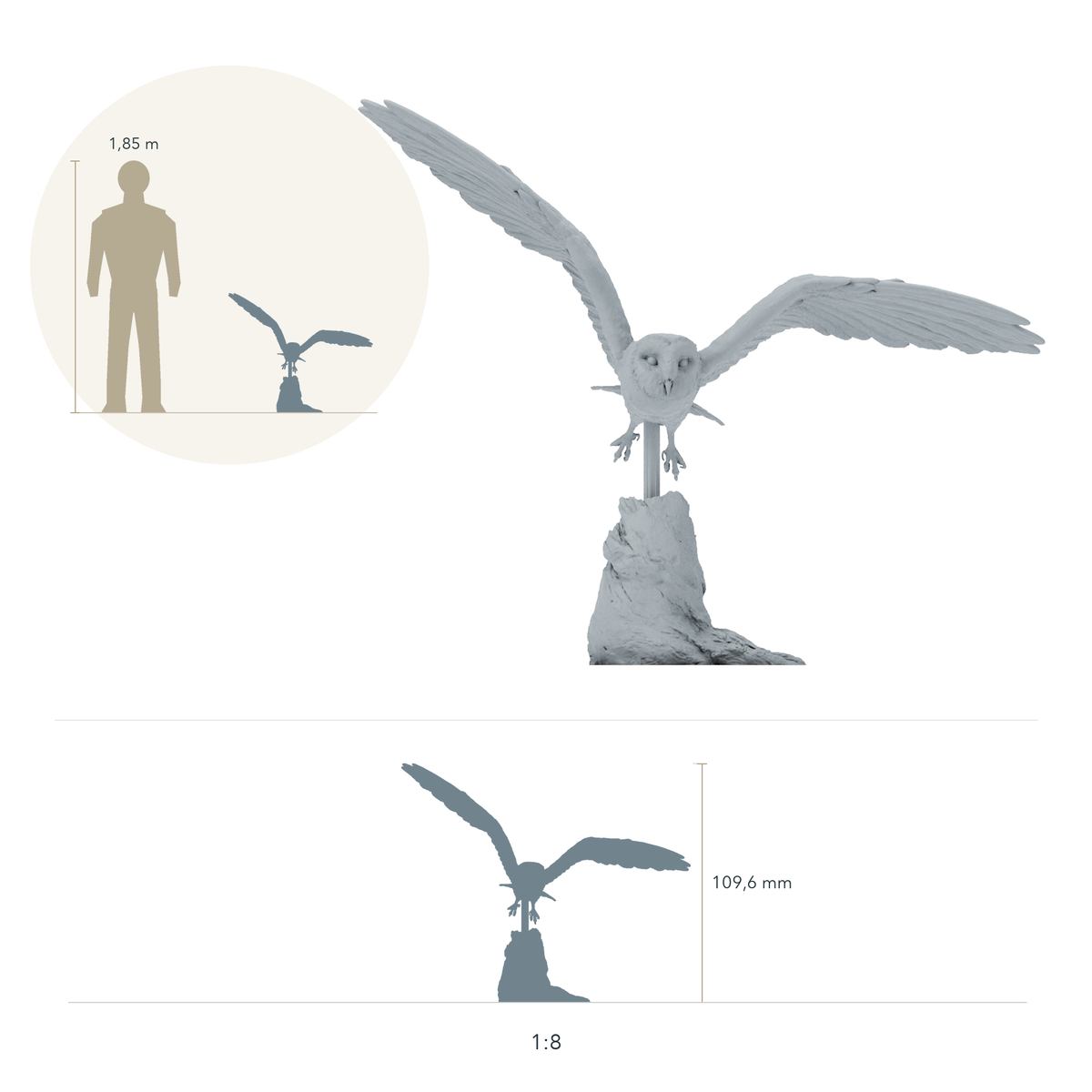 Product photo of animal figure Animal Den Miniatures 1: Wild animal figure: American barn owl - flying (26_10_07)