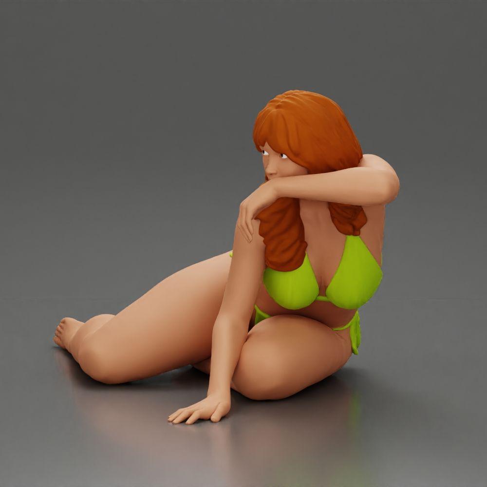 Diorama model building product photo 5: miniature figure: reclining woman in bikini, half propped up on the beach (Ref No. A106)