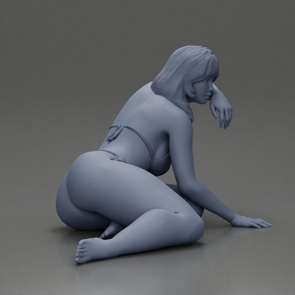 Diorama model building product photo 7: miniature figure: reclining woman in bikini, half propped up on the beach (Ref No. A106)