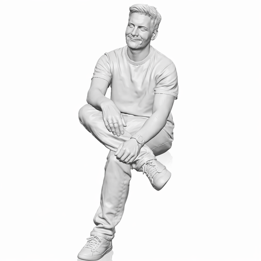 Diorama Modellbau Produktfoto 0: Sitzende Figur: Person mit überkreuzten Beinen in Freizeitkleidung (B002)