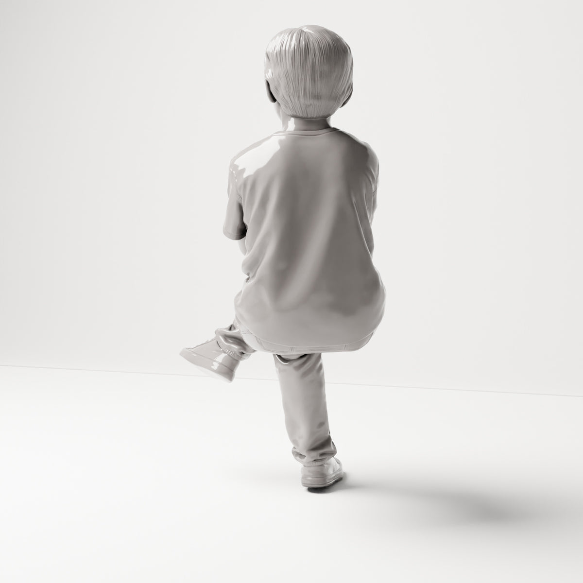 Sitzende Figur: Junge mit überschlagenem Bein (B007) - Rueckansicht